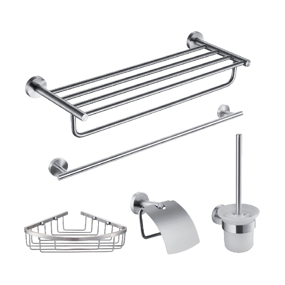 Brushed Nickel Anti-rust 304 Stainless Steel 5 Packs Bathroom Accessories Set
