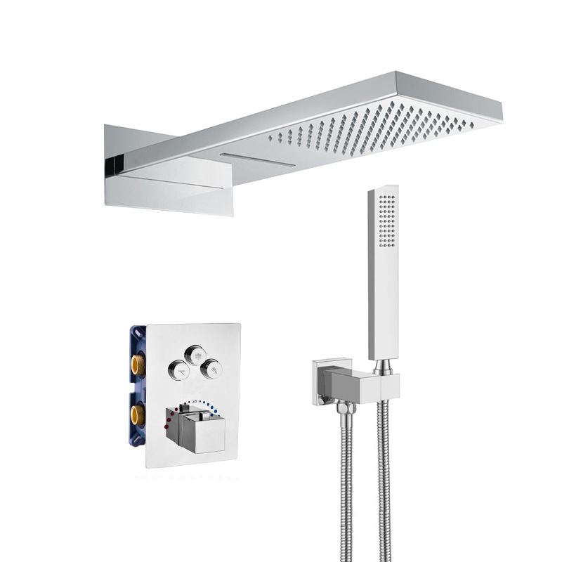 Dual Function Wallmount Shower Head With Horizontal Arrangement Two Water-Out Shower Set