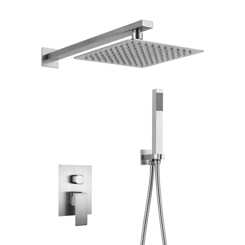 Wall Mounted Brushed Gold Black Stainless Steel Bathroom Rain Shower column Set