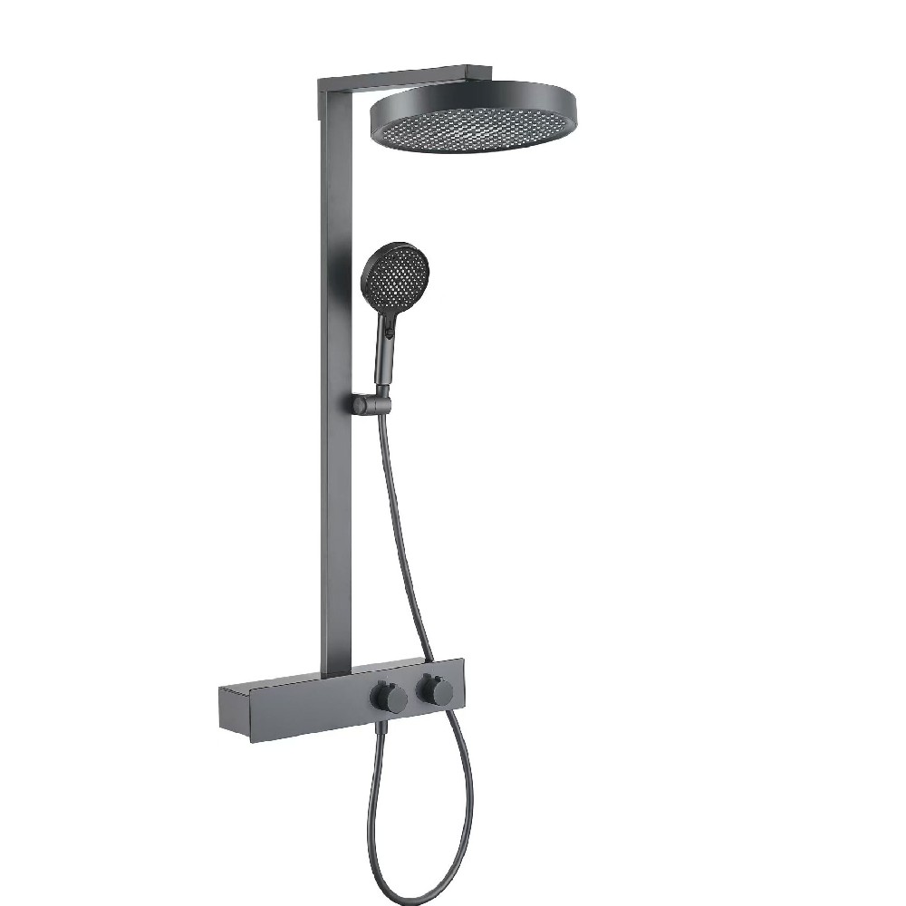 Matte Black Shower System with Handheld and Rain Shower