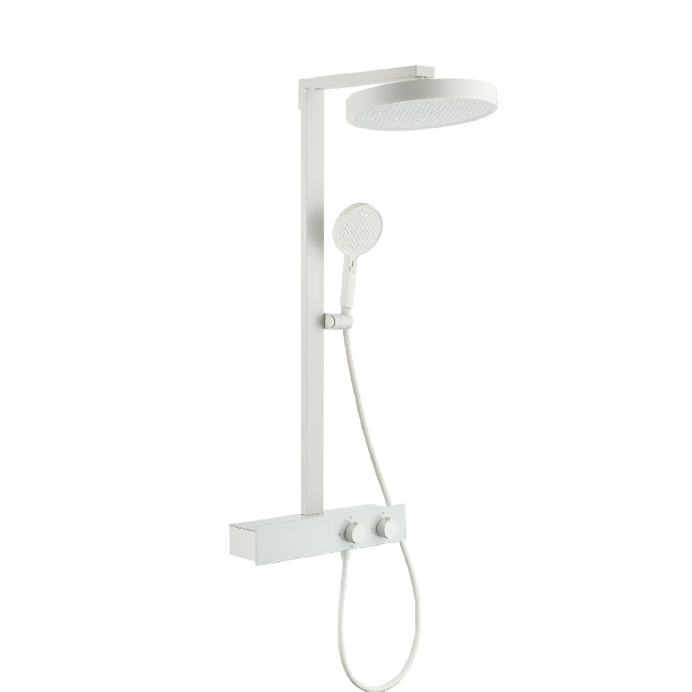 White Shower System with Handheld and Rain Shower