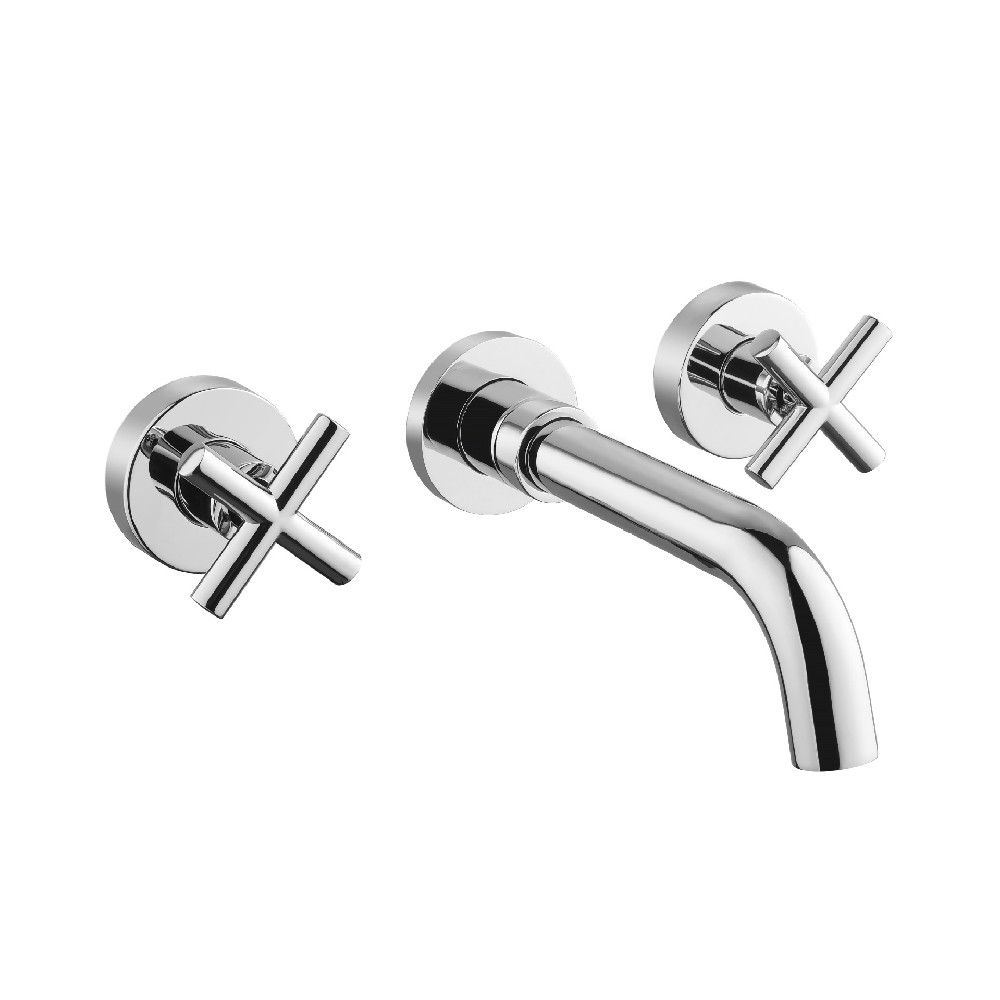 Double cross handles 360 Swivel wall mount Tub Spout basin faucet